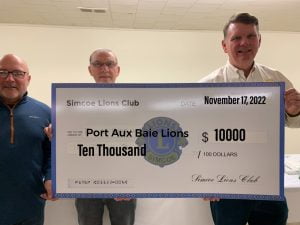 Simcoe Lions Donation Port Aux Baie Lions